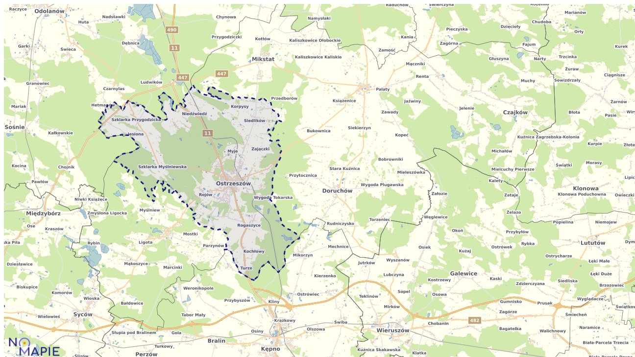 Mapa obszarów ochrony przyrody Ostrzeszowa