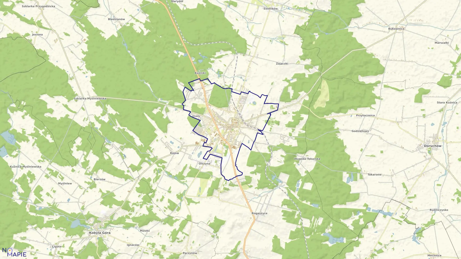 Mapa obrębu Ostrzeszów - miasto w gminie Ostrzeszów