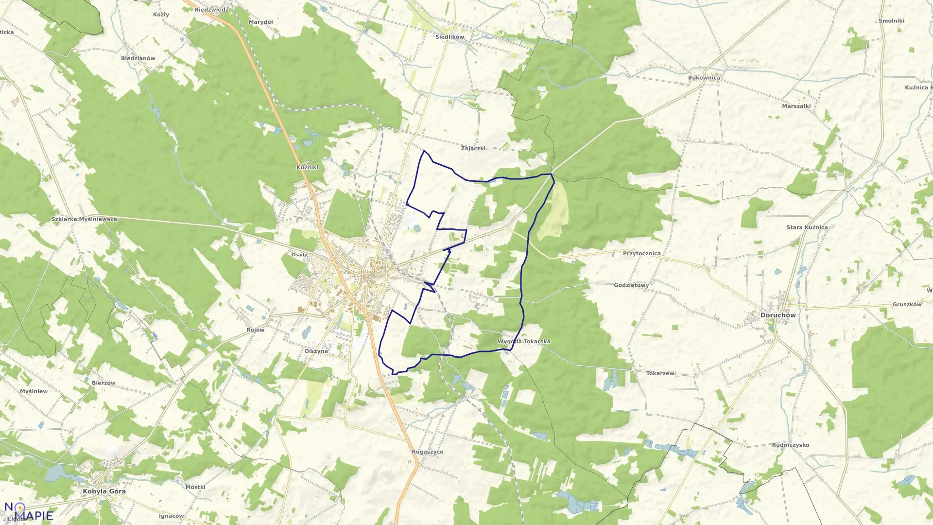 Mapa obrębu OSTRZESZÓW PUSTK. w gminie Ostrzeszów