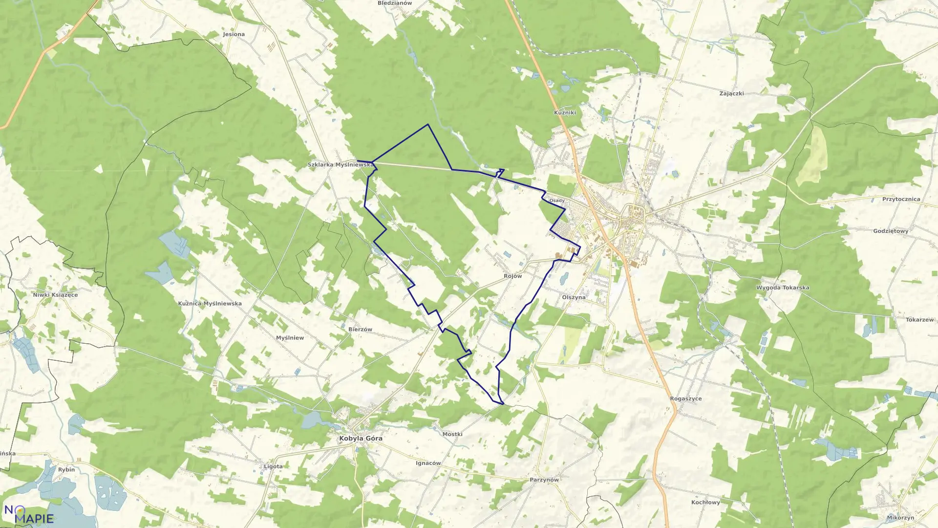 Mapa obrębu ROJÓW w gminie Ostrzeszów