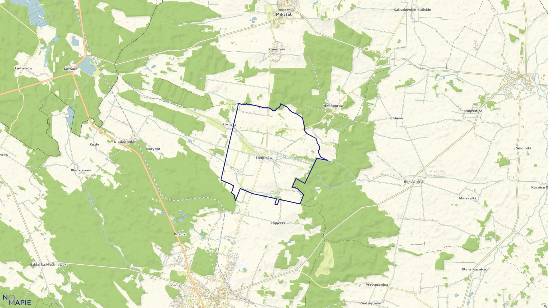 Mapa obrębu SIEDLIKÓW w gminie Ostrzeszów